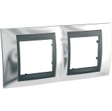 Horizontal frame, Schneider, Unica Top, 2-gang, glossy chrome color, MGU66.004.210