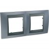 Horizontal frame, Schneider, Unica Top, 2-gang, metal grey color, MGU66.004.297