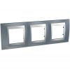 Horizontal frame, Schneider, Unica Top, 3-gang, metal grey color, MGU66.006.097