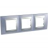 Horizontal frame, Schneider, Unica Top, 3-gang, beryl blue color, MGU66.006.098