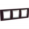 Horizontal frame, Schneider, Unica Top, 3-gang, wengue color, MGU66.006.0M3