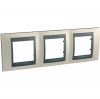 Horizontal frame, Schneider, Unica Top, 3-gang, opal titanium color, MGU66.006.295