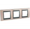Horizontal frame, Schneider, Unica Top, 3-gang, onyx copper color, MGU66.006.296