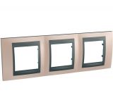 Horizontal frame, Schneider, Unica Top, 3-gang, onyx copper color, MGU66.006.296