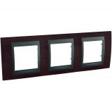 Horizontal frame, Schneider, Unica Top, 3-gang, wengue color, MGU66.006.2M3
