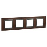 Horizontal frame, Schneider, Unica Top, 4-gang, tobacco color, MGU66.008.2M4