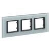 Horizontal frame, Schneider, Unica Class, 3-gang, grey glass color, MGU68.006.7C3