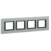 Horizontal frame, Schneider, Unica Class, 4-gang, grey glass color, MGU68.008.7C3