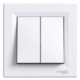 Light switch 1pole 2-circuits double, 10A, 250VAC, for built-in, white, EPH0300121