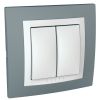 Light switch 1pole 2-circuits double, 10A, 250VAC, for built-in, white/grey, MGU10.211.858D
