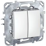 Light switch 1pole 1-way double, 10A, 250VAC, for built-in, white, MGU50.211.18Z