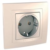Single socket outlet, 16A, 250VAC, ivory, for built-in, schuko, MGU10.036.25D