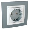 Single socket outlet, 10~16A, 250VAC, white/grey, for built-in, schuko, MGU10.036.858D