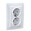 Double socket outlet, 16A, 250VAC, white, for built-in, schuko, MGU23.067.18D
