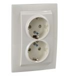 Double socket outlet, 16A, 250VAC, beige, for built-in, schuko, MGU23.067.25D