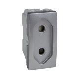 Single socket outlet, 10A, 250VAC, silver, for built-in, europlug, MGU3.031.30