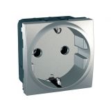 Single socket outlet, 16A, 250VAC, silver, for built-in, schuko, MGU3.036.30