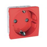 Single socket outlet, 16A, 250VAC, red, for built-in, schuko, MGU3.037.03