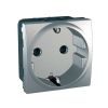 Single socket outlet, 16A, 250VAC, silver, for built-in, schuko, MGU3.037.30