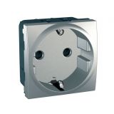 Single socket outlet, 16A, 250VAC, silver, for built-in, schuko, MGU3.037.30