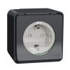 Single socket outlet, 16A, 250VAC, gray, surface, schuko, MUR36034 - 1
