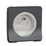 Single socket outlet, 16A, 250VAC, gray, for built-in, schuko french, MUR36133
