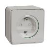 Single socket outlet, 16A, 250VAC, white, surface, schuko, MUR39034 - 1