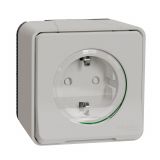 Single socket outlet, 16A, 250VAC, white, surface, schuko, MUR39034