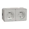 Double socket outlet, 16A, 250VAC, white, surface, schuko, MUR39035 - 1