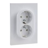Double socket outlet, 16A, 250VAC, white, for built-in, schuko, S521087