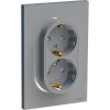 Double socket outlet, 16A, 250VAC, silver, for built-in, schuko, S521087E
