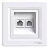 Double telephone socket, for built-in, white color, EPH4200121