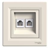 Double telephone socket, for built-in, beige color, EPH4200123