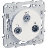 Socket combined, triple, TV, F connector, for built-in, white, S520460