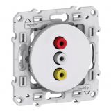 Socket combined, triple, RCA, for built-in, white, S520464