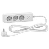3-way Power Socket Strip, illuminated switch, 3m cable, white, Unica, Schneider, ST9433W