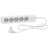 5-way Power Socket Strip, illuminated switch, 1.5m cable, white, Unica, Schneider, ST9451W