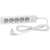 5-way Power Socket Strip, illuminated switch, 3m cable, white, Unica, Schneider, ST9453W