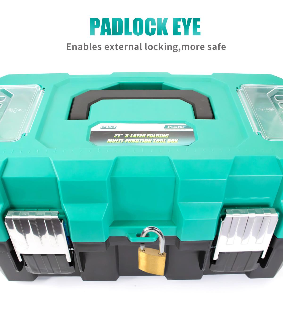 Куфар за инструменти, три нива, сгъваем, 255x280x510mm, полипропилен, SB-510, PRO'S KIT