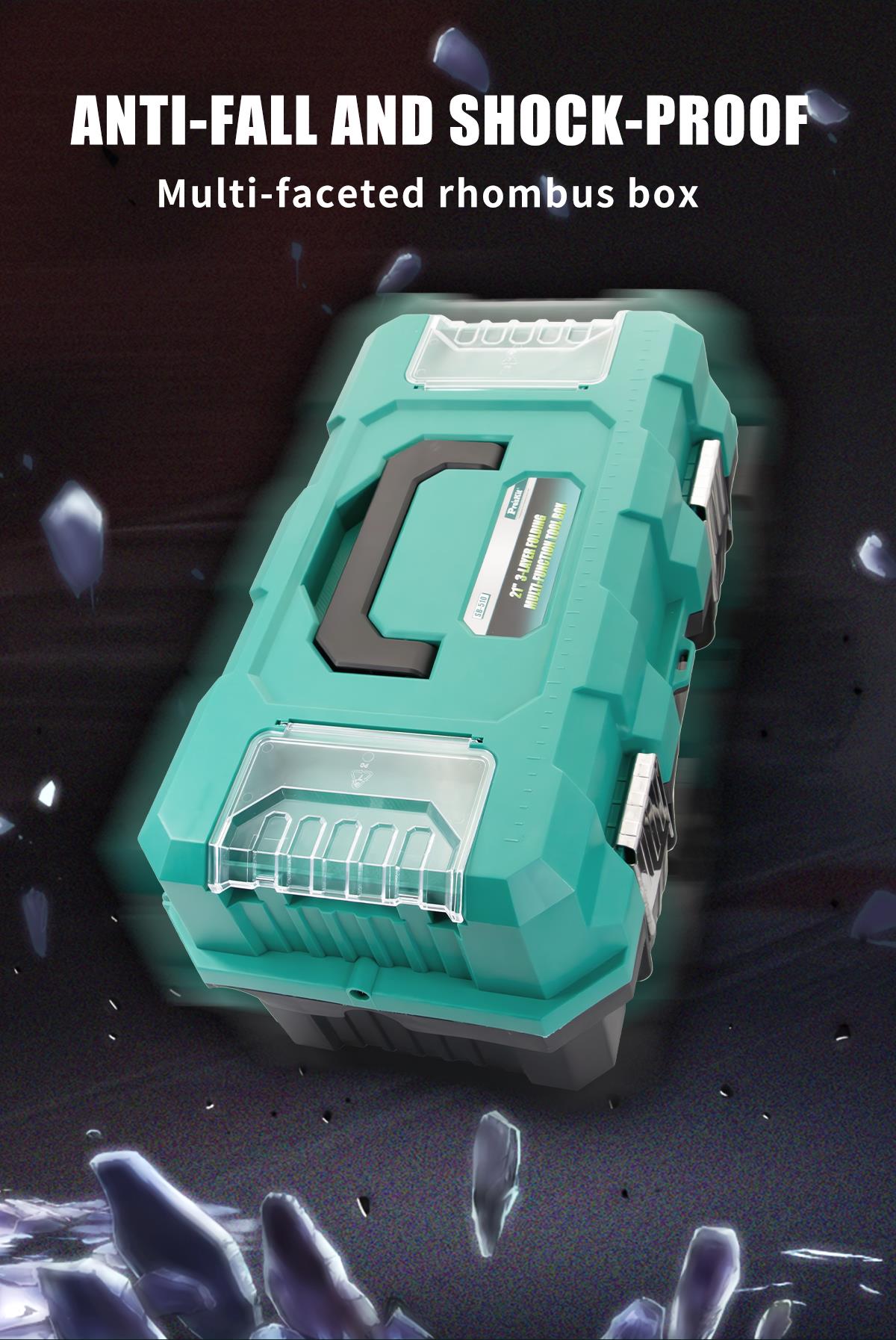 Куфар за инструменти, три нива, сгъваем, 255x280x510mm, полипропилен, SB-510, PRO'S KIT