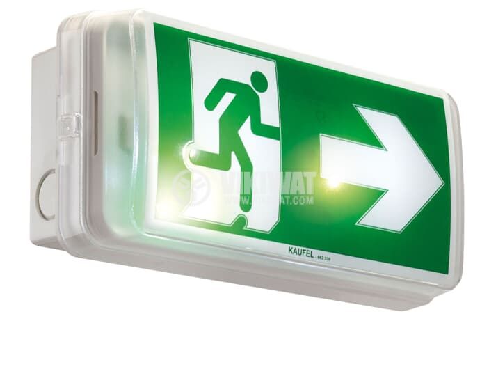 Emergency LED luminaire EXIT right 230VAC XT100E for wall outdoor installation IP65