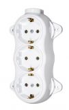 Electrical outlet, 16A, 250VAC, triple, white, surface, schuko, ATRA 5223