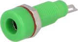 Connector, output, socket for banana plug 4mm, green, 11x30.9mm