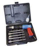 Pneumatic impact chisel 1/4" with cutters, 8 pieces, 6.3bar, GUDE 75180