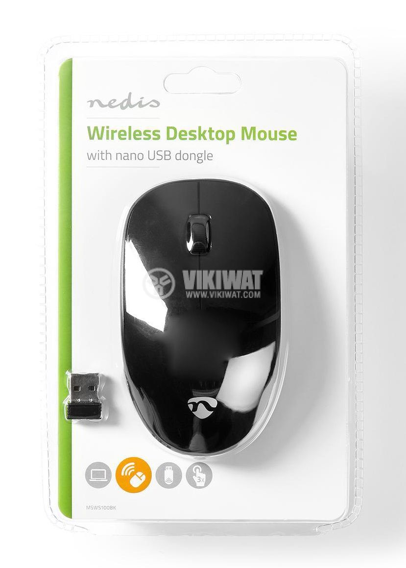 Wireless mouse Nedis MSWS400BK 3 buttons black - 6