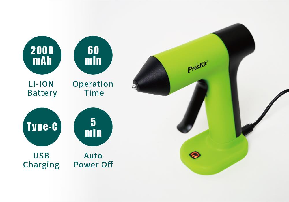 Hot glue gun, 15W, battery, USB-C, GK-366U, PRO'S KIT