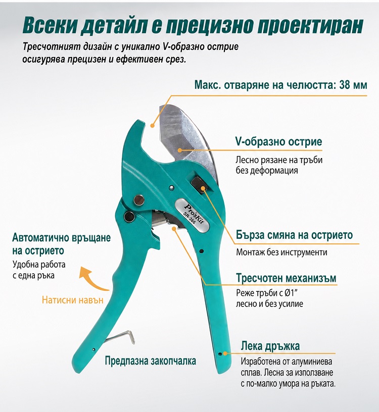 PVC pipe scissors, up to ф38mm, SR-366, PRO'S KIT