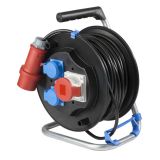 Extension cord reel CEE 20m, 3-pin, 5x1.5mm2, with thermal protection, black, IP20, AS Schwabe, 10145