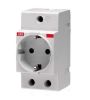 Power socket, DIN rail, 2P+E, 16A, 250VAC, white, ABB M1175