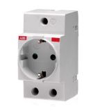 Power socket, DIN rail, 2P+E, 16A, 250VAC, white, ABB M1175